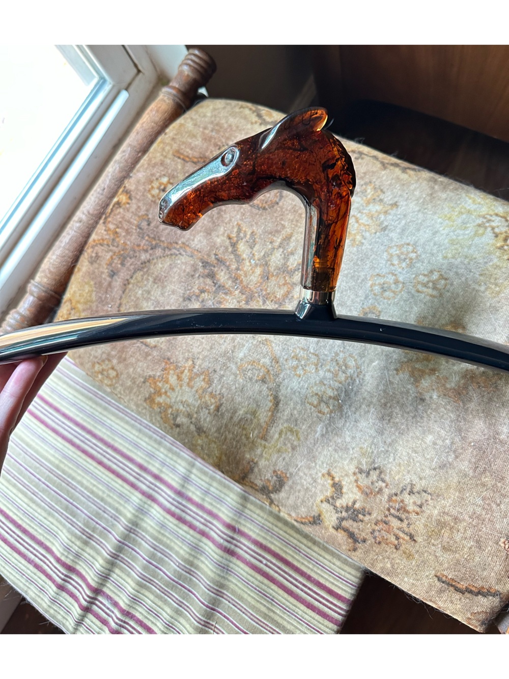 Horse Head Lucite Plastic Clothes Hanger Amber Color Oerre Italy High End Design